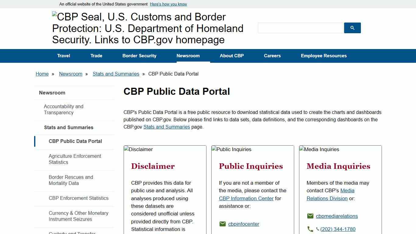 CBP Public Data Portal U.S. Customs and Border Protection